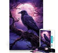 Ancient Raven Moon Night Adult Jigsaw1000 Pieces Cognitive Train Game Tight Interlock No Gaps Calming Mental Break Activity (38x52cm)