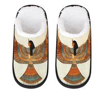 Ancient Religion Egyptian Parchment Texture Slipper for Women Men Travel Slippers Foldable Indoor Plush Lining Slip on House Slippers Memory Foam Warm Home Sock Shoes L
