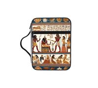 Ancient-Retro-Egyptian-Pharaohs Bible Cover Case with Handle, Water-Resistant Oxford Fabric Bible Bag Organizer with Zipper Pockets for Church