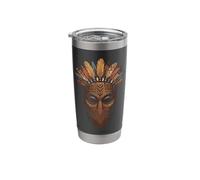 Ancient Ritual Mask Feathered Headpiece Halloween Stainless Steel Insulated Tumbler
