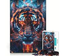 Ancient Ritual Tiger 1000 Piece Jigsaws for Adults Brain Training Fun Clean Cut Sturdy Components Calming Mental Break Activity (38x26cm)