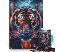 Ancient Ritual Tiger Jigsaw for Teenagers1000 Pieces Mental Boost Game Burr Free Clean Cut Pieces Easy to Learn Family Enjoyment (38x52cm)