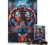 Ancient Ritual Tiger Jigsaw Puzzles 1000 Piece for Teenagers Recall Skill Happy Idle Time Crisp Edges (38x52cm)