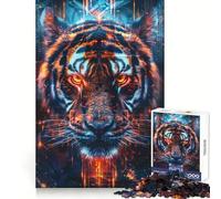 Ancient Ritual Tiger Jigsaw Puzzles 1000 Pieces for Teenagers Thought Training Easy Enjoyment Uniform Cut Chic Xmas Gift (38x26cm)