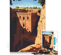 Ancient Rock Church 1000 Piece Jigsaws for Adults Mind Train Fun Precision Cut Smooth Edges Absorbing Activity for Quiet Nights (38x26cm)