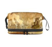 Ancient Roman Architecture Double Layer Cosmetic Bag for Women and Girls, Travel Toiletry Bag Makeup Handy Pouch Organiser Bag with Brush Compartment