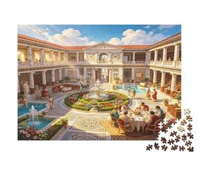 Ancient Roman Courtyard 1000 Piece Jigsaw Puzzle Paper for Adults Classical Architecture Relaxation Focus 38x26cm/1000pcs