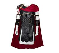 Ancient Roman General Costume Colosseum Gladiator Tunic Spartan Warrior Armor Leather Suit, Black, XXL