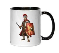 Ancient Roman Legionary Warrior Pose Ceramic Tea Coffee Mug Black