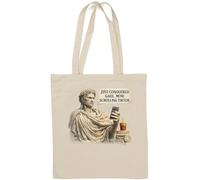 Ancient Roman statue with modern phone Natural Cotton Tote Bag White