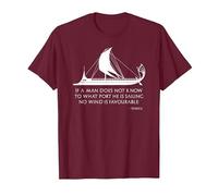 Ancient Roman Trireme Greek Stoic Philosophy Seneca Shirt T-Shirt, Men, Burgundy, Medium
