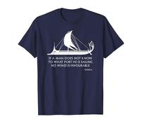 Ancient Roman Trireme Greek Stoic Philosophy Seneca Shirt T-Shirt, Men, Navy Blue, Medium