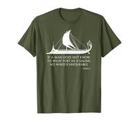 Ancient Roman Trireme Greek Stoic Philosophy Seneca Shirt T-Shirt, Men, Olive Green, Medium