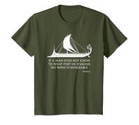 Ancient Roman Trireme Greek Stoic Philosophy Seneca Shirt T-Shirt, Youth, Olive Green, Medium