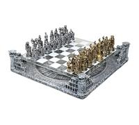 Ancient Rome Chessboard - Roman Empire with Colosseum Glass Top 40 x 40 cm, Ceramic Base and Gold and Silver Resin Pawns High Quality Elegant and Sophisticated Furniture - History Gift Idea