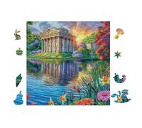 Ancient Ruins by Lake 100 Piece Premium Jigsaw Puzzle For Men Educational Decompression Adults Anxiety Memory Care Mothers Valentines Creativity Gift Giving 28x28cm