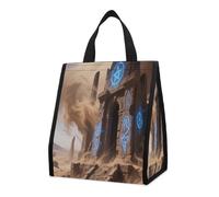 Ancient Ruins Insulated Lunch Bag Box, 12L Capacity with Dual Side Pockets, Foldable Cooler Tote, Leakproof Lunch Cooler Bag, Reusable Picnic Tote Bags for Work Travel Office Beach