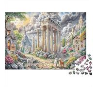 Ancient Ruins Scene 1000pc Jigsaw Puzzle for Puzzle Enthusiasts Sturdy Recycled Paper Temple Ruins Art Home Decor Wall Art Gift for Friends VaCation Indoor Jigsaw 70x50cm/1000pcs