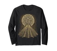 Ancient Sacred Mayan Aztec Calendar Pyramid Geometry Long Sleeve T-Shirt