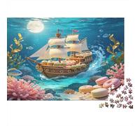 Ancient Sailing Ship 1000 Piece Jigsaw Puzzle for Adults Underwater Coral World Relaxing Focus Game Family Home Gift 70x50cm/1000pcs