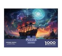 Ancient Sailing Ship 1000 Piece Jigsaw Puzzle Paper for Adults Dreamlike Night Sky Puzzle Game for Family Relaxation Focus Home Decor Gift 70x50cm/1000pcs