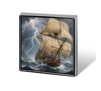 Ancient Sailing Ship in Storm Lapel Pin Fashion Brooch Pin Cute Button Badges Square Button Pins Enamel Pins Metal Pinback for Hat Shirt Clothing Bags Decoration