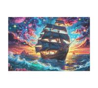 Ancient Sailing Ship Sea View 1000 Piece Jigsaw Puzzle for All Ages Valentines Day Gift Couple Activity Smooth Edges Home Decor Bonding Experience 1000 PCS
