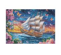 Ancient Sailing Ship Sea View 300 Piece Jigsaw Puzzle for Adults Teens Jigsaw Post Retirement Leisure Challenging Puzzle Great Gift for Seniors Stress Reliever 300 PCS