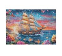 Ancient Sailing Ship Sea View 300 Piece Jigsaw Puzzle for All Ages Jigsaw Thoughtful Housewarming Gift Family Game Night Vibrant Design Stress Reliever 300 PCS