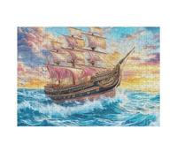 Ancient Sailing Ship Sunset 300 Piece Jigsaw Puzzle for Adults Winter Evening Activity Cozy Relaxation Detailed Artwork Ideal Housewarming Gift 300 PCS