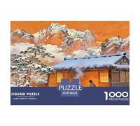 Ancient Scholars Jigsaw Puzzles Puzzle for Adults Kids. 1000 Pieces Snowy Cottage Fire Great Gifts Challenge Toy Educational Game Home Decoration for Educational Games Gifts 38x26cm/1000pcs