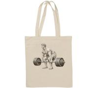 Ancient sculpture lifting heavy weighted barbell Natural Cotton Tote Bag White
