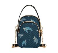 Ancient Sea Turtles Blue One Shoulder Handbags Quilted Phone Wallet Chain Strap Purse Cute Zipper Bowler Tote Ladies Satchel