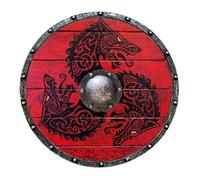 Ancient Shield Cosplay: Medieval Wolf Soldier Wooden Shield, Handmade Accessory Ready For Battle, Cosplay And Party Accessory | For Kids Men Larp Renaiss