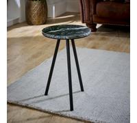 Ancient Side Table With Black Marble Top & Metal Legs
