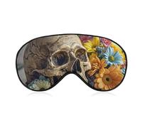 Ancient Skull and Flowers Eye Mask for Women & Men, Breathable & Adjustable Eye Cover, Ultra Soft Sleep Mask, Lightweight Travel Blindfold for Airplane, Nap, Night Sleeping
