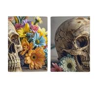 Ancient Skull And Flowers Passport Holder Passport Wallet PU Leather Passports Protective Cover Slim Travel Accessories