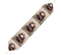 Ancient Skull and Flowers Table Runner for Dining Table, Short Plush Runners Washable & Durable Tablerunner Modern Home Decor for Wedding, Kitchen, Holiday 178*33cm