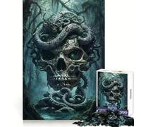 Ancient Skull Snake Symbol Teenagers Puzzles 1000 Piece Jigsaws Memory Boost Unwind Easily (38x26cm)
