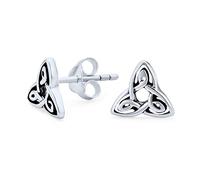 Ancient Small Celtic Irish Infinity Love Knot Trinity Symbol Stud Earrings For Men Women Oxidized .925 Sterling Silver (7MM)