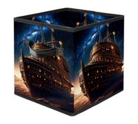 Ancient Space Ship Foldable Fabric Storage Cubes with Reinforced Handles - Large Collapsible Organizer Bins for Blankets, Space-Saving Home Storage Solution