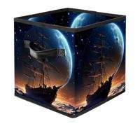 Ancient Space Ship Foldable Fabric Storage Cubes with Reinforced Handles - Large Collapsible Organizer Bins for Blankets, Space-Saving Home Storage Solution