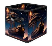 Ancient Space Ship Foldable Fabric Storage Cubes with Reinforced Handles - Large Collapsible Organizer Bins for Blankets, Space-Saving Home Storage Solution