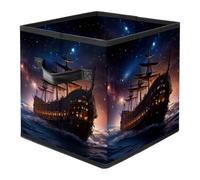 Ancient Space Ship Foldable Fabric Storage Cubes with Reinforced Handles - Large Collapsible Organizer Bins for Blankets, Space-Saving Home Storage Solution