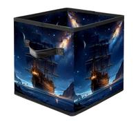 Ancient Space Ship Foldable Fabric Storage Cubes with Reinforced Handles - Large Collapsible Organizer Bins for Blankets, Space-Saving Home Storage Solution