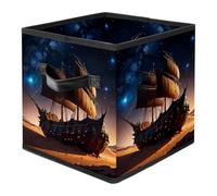 Ancient Space Ship Foldable Fabric Storage Cubes with Reinforced Handles - Large Collapsible Organizer Bins for Blankets, Space-Saving Home Storage Solution