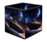 Ancient Space Ship Foldable Fabric Storage Cubes with Reinforced Handles - Large Collapsible Organizer Bins for Blankets, Space-Saving Home Storage Solution