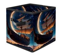 Ancient Space Ship Foldable Fabric Storage Cubes with Reinforced Handles - Large Collapsible Organizer Bins for Blankets, Space-Saving Home Storage Solution