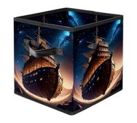 Ancient Space Ship Foldable Fabric Storage Cubes with Reinforced Handles - Large Collapsible Organizer Bins for Blankets, Space-Saving Home Storage Solution