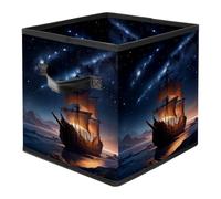 Ancient Space Ship Foldable Fabric Storage Cubes with Reinforced Handles - Large Collapsible Organizer Bins for Blankets, Space-Saving Home Storage Solution